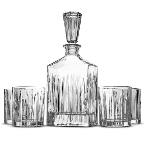 Liquor Decanter & 4 Whiskey Glass Set Perfect Whiskey Decanter Set for Scotch