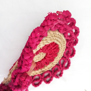 Japanese <strong>Red</strong> Flower Custom New Style Round Corn Husk Rattan <strong>Placemats</strong> - Product Image 2