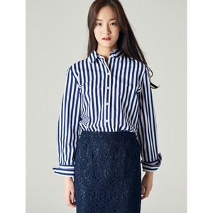 Las señoras de la blusa de la gasa de la tela de la raya moda volver cuello blusa diseño Australia - Product Image 6