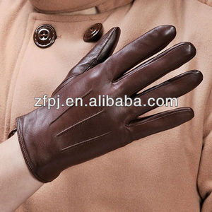 Erkek deri eldiven yeni tasarım ince kırmızı şarap rengi bisiklet eldiveni kontrast kış bayan uzun deri eldiven 1 çift/Polybag - Product Image 4