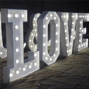 Proveedor de fábrica impermeable letrero iluminado 4ft gigante cartas de amor marquesina luz Led cartas