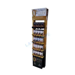 Kartonnen supermarkt display stand/haarverf gegolfd display plank/vloeren tegels stand voor haarverf