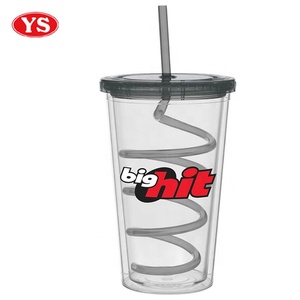 डबल दीवार 16oz. प्लास्टिक घुंघराले पुआल गिलास - Product Image 2