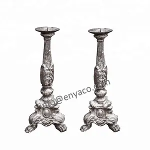 विंटेज मोमबत्ती CandleHolder, कच्चा लोहा लंबा मोमबत्ती मोमबत्ती स्टैंड