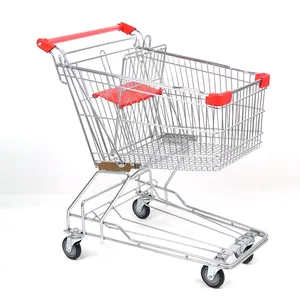 Chariot de supermarché type asiatique, chariot pour épicerie, vente en gros, 60-240l