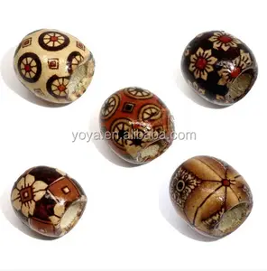 SB0756 Large Hole Macrame Beads, Beads For Hemp, Patterned Wood Beads