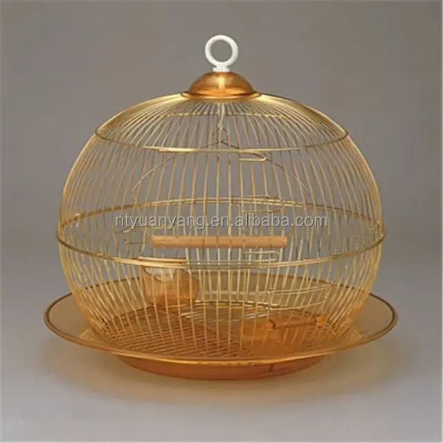 Color dorado redonda de metal pájaro jaula de fabricación a granel