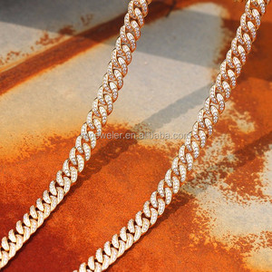 Nuevo 14k chapado <span class=keywords><strong>en</strong></span> oro <span class=keywords><strong>CZ</strong></span> helado cadena de eslabones cubanos hombres hip hop joyeria - Product Image 3