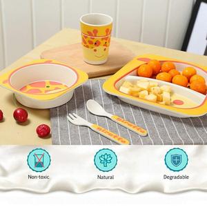 Ensemble de bols pour enfants, <span class=keywords><strong>vaisselle</strong></span> de table créative <span class=keywords><strong>en</strong></span> Fiber de <span class=keywords><strong>bambou</strong></span> antichute pour l'alimentation des enfants, dessin animé séparation <span class=keywords><strong>vaisselle</strong></span> cadeaux - Product Image 6