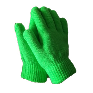Gants d'hiver pour femmes et enfants, couleur unie, vert néon, fil acrylique tricoté, chaud, extensible, laine magique, mitaines - Product Image 6