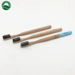 Logo brosse à dents en bambou gravé avec poils fuselés charbon de bois brosse à dents adulte - Product Image 1