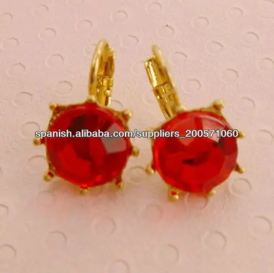 Venta al por mayor 2013 de invierno de China de la joyería de moda, elegantes aretes de coral rojo de cristal de punto para el r