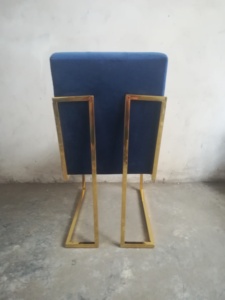 <strong>Velvet</strong> <strong>Navy</strong> Blue Upholstery <strong>Dining</strong> <strong>Chair</strong> in Stainless Steel Gold Base for Restaurant <strong>Chair</strong> - Product Image 4