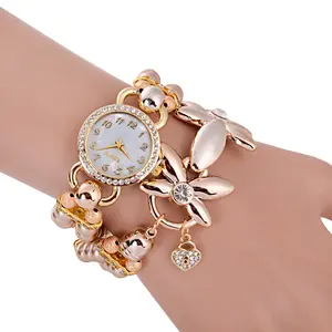 Orologio da Polso alla Moda per Donne, Orologio Casual con Perle e Fiori - Product Image 1