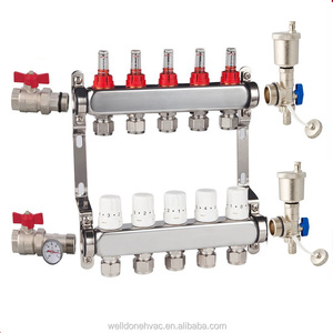 5 ports/circuits/zones chrome plaqué 1 pouce en laiton pex collecteur pour chauffage par le sol - Product Image 5