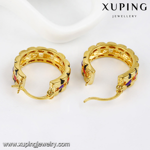 92091 Xuping China 24K color oro joyas de imitación aleación de cobre estilo cautivante con strass colorado aretes para mujeres - Product Image 3