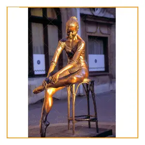 Estatua artística de metal de tamaño real para jardín, escultura de <span class=keywords><strong>bailarina</strong></span> de ballet de bronce - Product Image 1