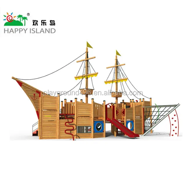 Vendita calda bambini cortile gioco in legno Set altalena parco giochi all'aperto barca nave pirata attrezzature per giocattoli dell'asilo