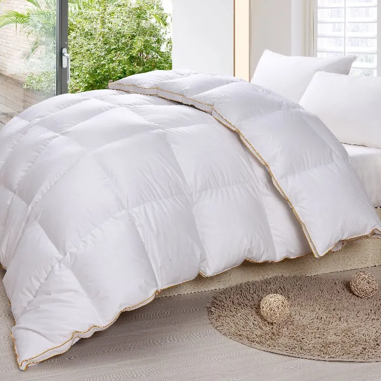 Оптовая продажа 80% гусиный пух одеяло кровать одеяло, лица 100% сатин кровать одеяло Эйдер вниз заполненные одеяло