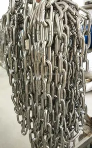 SUS316 Stainless Steel Long Link Chain Din763 Dia 20mm Inside Length 120mm WLL 2.5 Tons For Marine Mooring