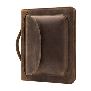 Binder-maletín con cremallera Padolio, elegante y gris, Cartera de cuero <span class=keywords><strong>PU</strong></span> con cremallera y bolsillos con asa y Bloc de notas rellenable - Product Image 6