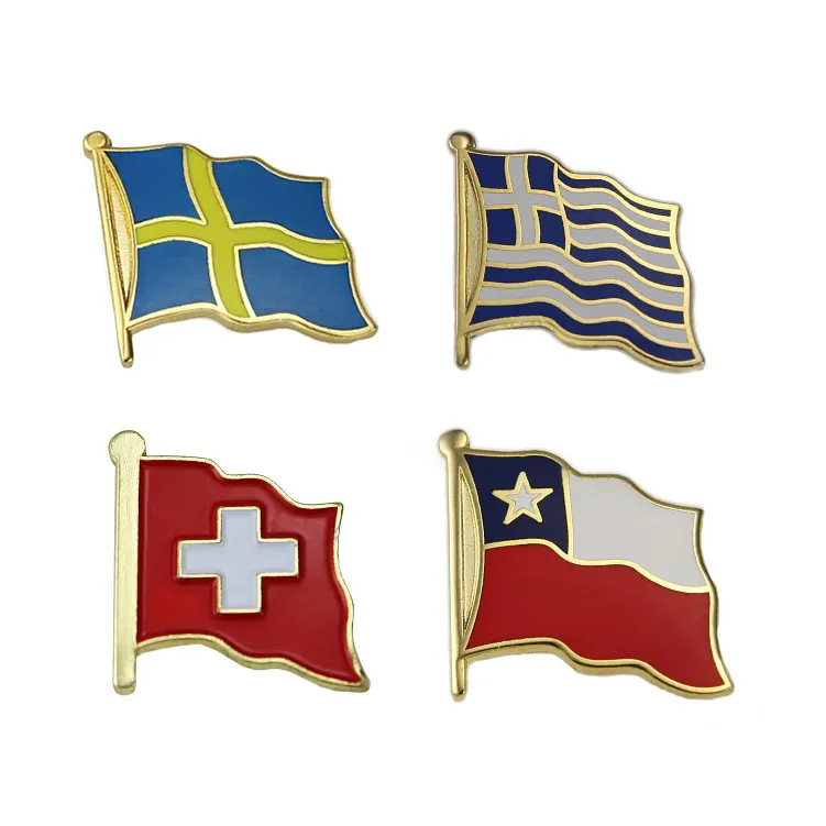 Metal flag banner badge, flag lapel pin, flag pin