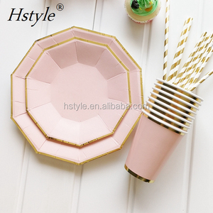 8 pièces/ensemble <span class=keywords><strong>Vaisselle</strong></span> <span class=keywords><strong>jetable</strong></span> en feuille d'or rose, Noël, Nouvel An, fête, assiettes en papier, gobelets, fournitures de fête d'anniversaire, plastique SPT268 - Product Image 6