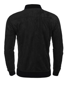 Custom High Quality <strong>Man</strong> Black Varsity <strong>Jacket</strong> <strong>Suede</strong> Bomber <strong>Jacket</strong> Wholesale - Product Image 3
