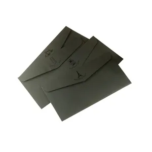 Envelope de papel de embalagem artesanal preto reciclado personalizado envelope