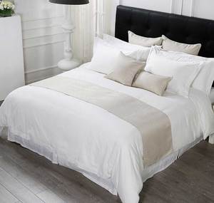 Commercio all'ingrosso 100% <span class=keywords><strong>Cotone</strong></span> Egiziano Raso <span class=keywords><strong>di</strong></span> 1000TC Bianco Albergo Lenzuolo - Product Image 2