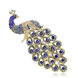 Dubai fashion jewelry extra large peacock feather brooch