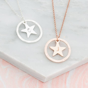 Gioielli di moda in acciaio inossidabile collana a catena in argento cerchio con cuore stella inciso <span class=keywords><strong>nome</strong></span> iniziale collana per le donne - Product Image 4