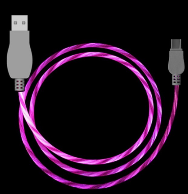 1m 3feet Type-c Type c Flowing Light up LED Fast Charging Charger Light Led Light Usb-c Data Cable