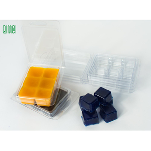 Premium <strong>Plastic</strong> 6 Cube Empty Wax Melt <strong>Clam</strong> <strong>Shell</strong> Melt Molds Tart Containers for Candle Making