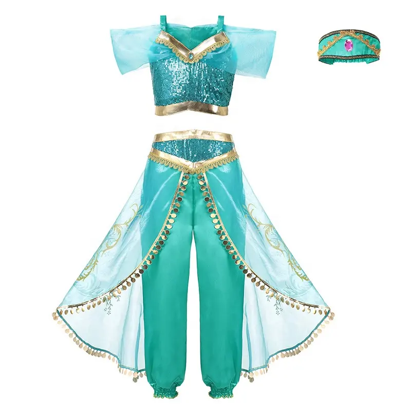 Carnevale Aladdin Jasmine Dress Up Abiti Da Principessa Costume di Halloween Jasmine Principessa Del Partito di Cosplay Dress Costume