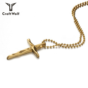 Mestiere Lupo Personalizzato Oro di Colore Uomo Donna Coppia Croce Collana - Product Image 3