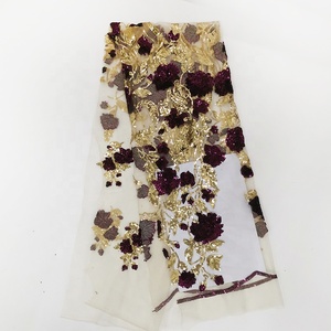 Vải Ren Ghana Màu Xanh Đậm Thêu Hoa Đám Cưới Lấp Lánh Châu Phi Chất Lượng Cao - Product Image 4