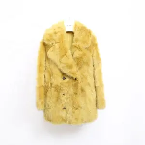 Hot Selling Women Tuscany Sheep Fur Overcoat Sheared Lamb Fur Coat Thick Loose Double Breasted Sheepskin Coats