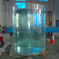 Fabricação de tanque de aquário redondo acrílico, grande cilindro