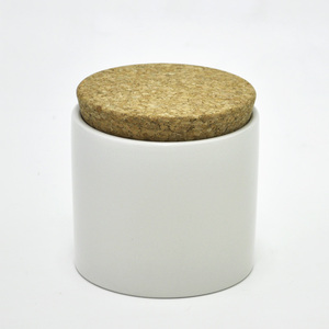 Frasco de azúcar de almacenamiento de alimentos ecológico de cerámica blanca de pato dolomita con cubierta de corcho - Product Image 1