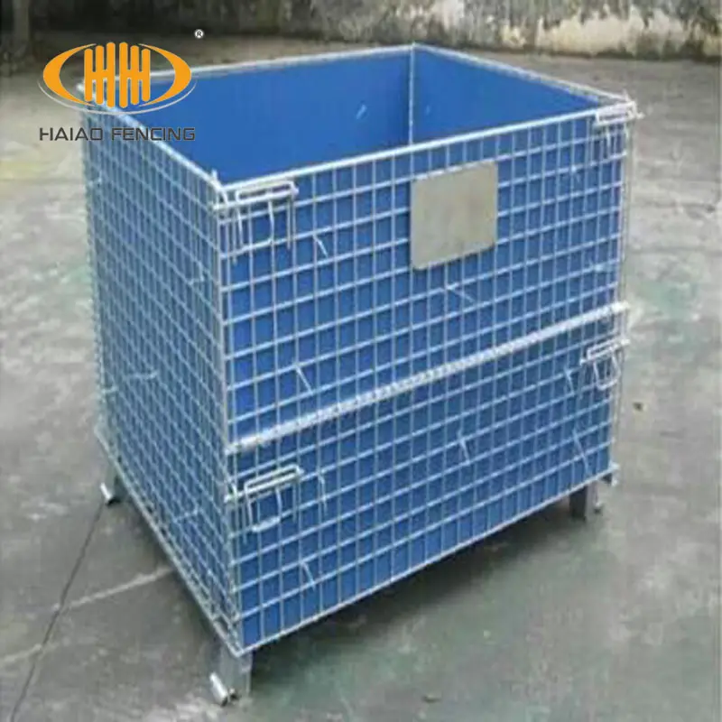 Metal Box Can Be Stacked On Guarantees Warehouse Roll Lockable Storage Cage And Container Wire Mesh Container