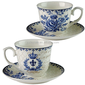 Set da Caffè e Tè in Porcellana Bone China Pakistana, 17 Pezzi, Bianco e Blu - Product Image 5