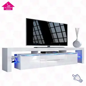 Desain Furnitur Penyangga TV Kayu LCD Sangat Mengkilap Modern Baru