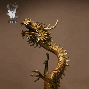 Estatua de dragón de latón grande para exteriores, Escultura Moderna de animal de fundición de metal - Product Image 5