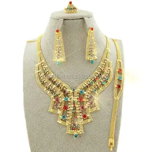 2015 colorful shining stones beautiful new wholesale and retail african fashion jewelry sets