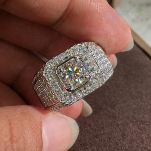 男性女性のためのバンドリング結婚式の婚約指輪ファッションジュエリービッグジルコンストーンブリンブリンシルバー新しい2019ロマンチックな1個/oppバッグ
