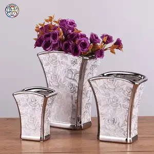 热销奢华优雅银边贴花花瓶家居婚庆餐桌装饰陶瓷花瓶