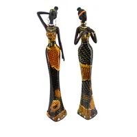 Resina di Qualità Premium Giovane Donna Africana Lady Figurine Per La Decorazione Domestica