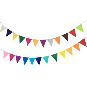 Pennant Banners Total 24pcs Felt Fabric Bunting String Flag Garland for Christmas Baby Shower Grand Opening Party