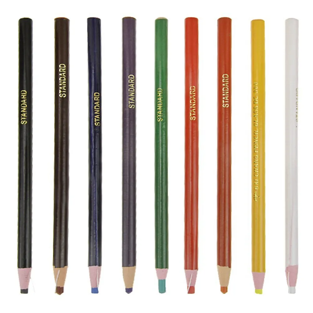 Auto dermatographe crayons 10 basique Couleur Cire Crayon pour Dessin Coloriage Compatible avec Surface Lisse En Verre/Bouteille/bois